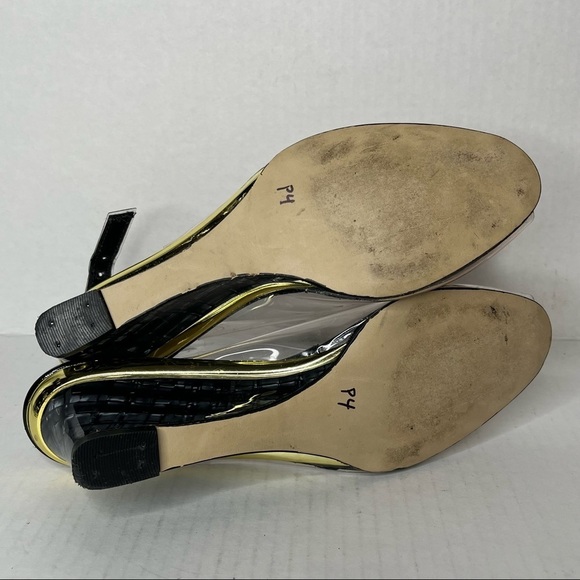 California Magdesians Clear Transparent Enamel Like Wedge Heel Sling Back Y2K - Picture 7 of 13